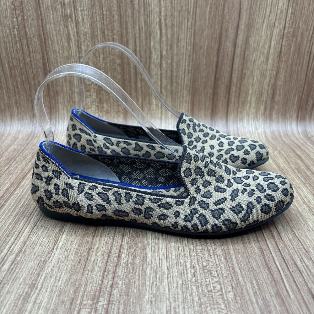 Rothy's THE LOAFER Spotted Leopard Print Flats Retired Blue Halo Women's Size 7‎